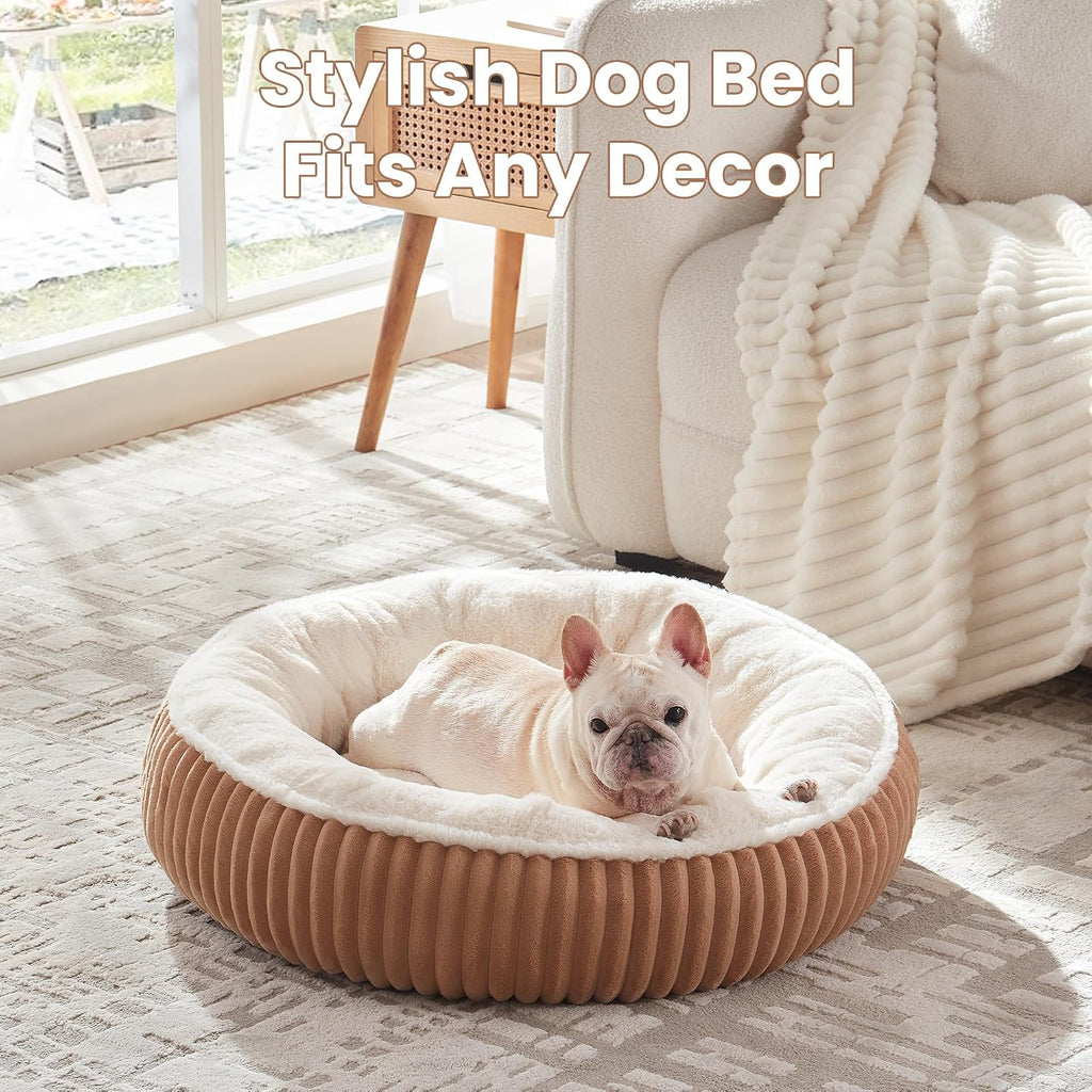 30 inches Calming Donut Dog Bed for Medium Dogs,Mocha