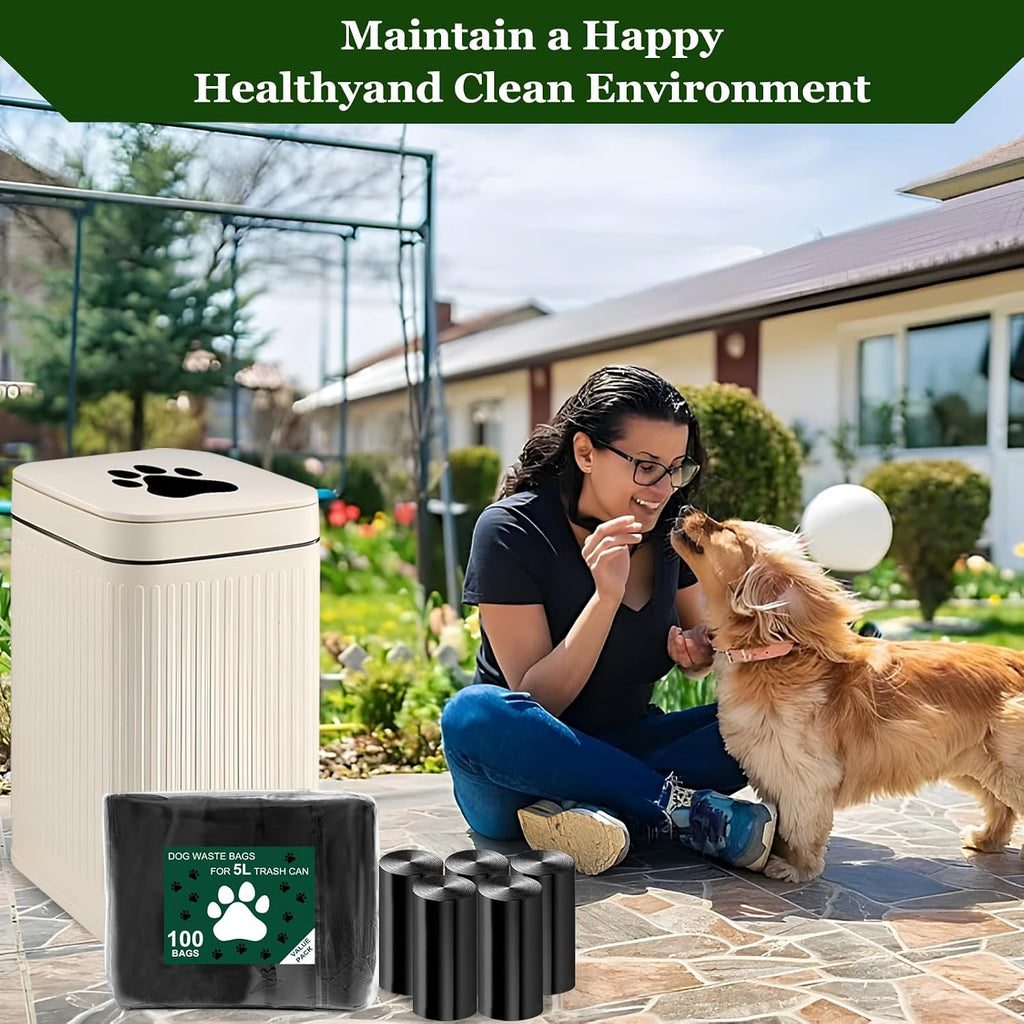 Dog Waste Bags - 100 Pcs Dog Poop Bags for 5L Dog Poop Trash Can Outside | 5 Pack Dog Poop Bag Rolls, Dog Waste Can Liners for Outdoor, Poop Bags for Dogs, 5L Trash Bags for Home Office Kitchen