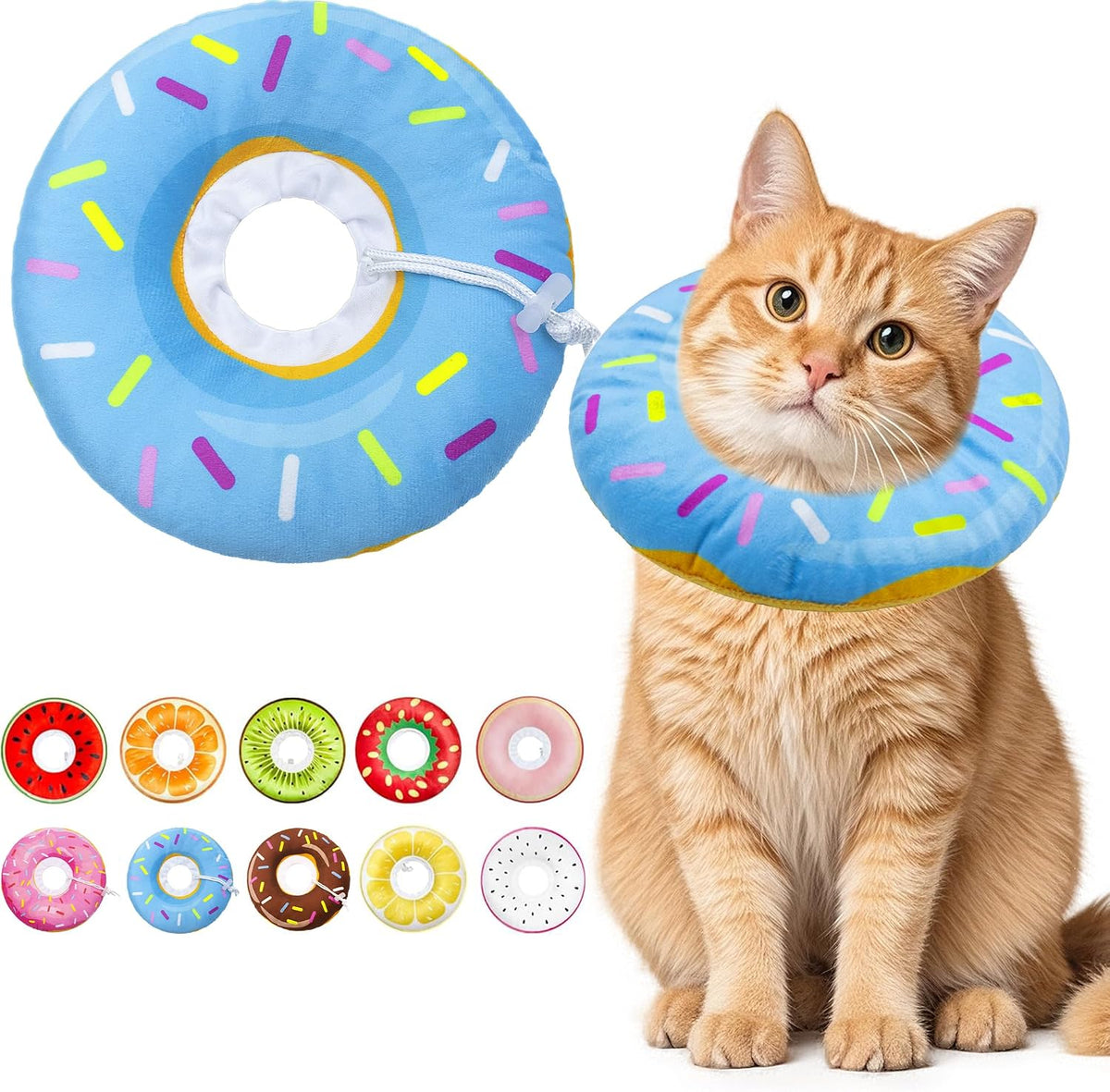 Cat Cone Collar Soft, Adjustable Cat Recovery Cone (Blue, M)