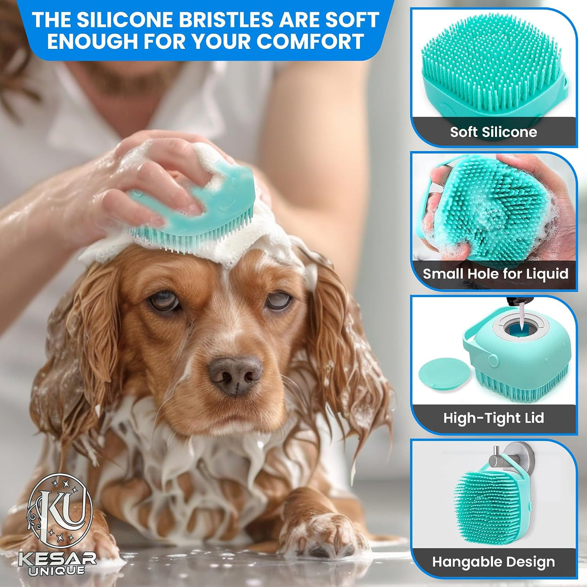 9Pcs Dog Grooming & Washing Brush Kit with Storage Bag for Pet