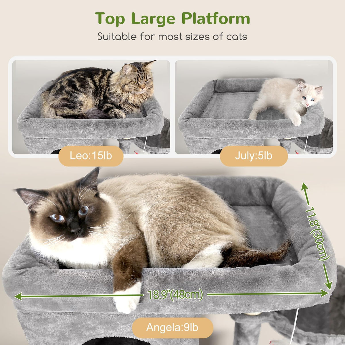 Globlazer F66 Corner Cat Tree, 66in Multi-Level Climbing Tower, Light Grey