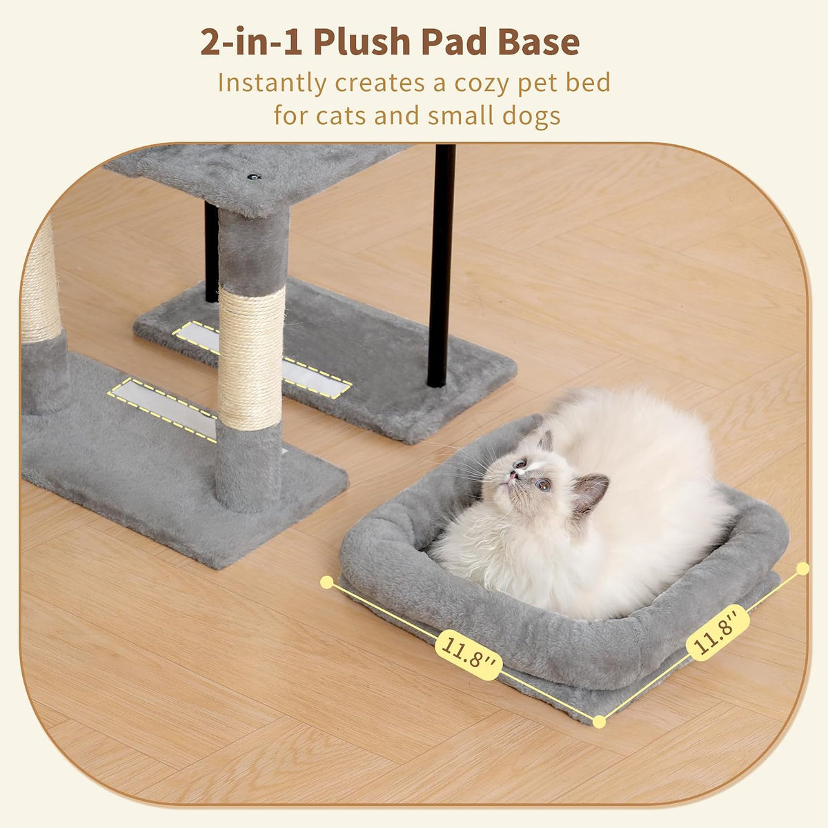 Heybly Cat Tree, 45.3" Cat Tower for Indoor Cats with Large Perch HCT202SW
