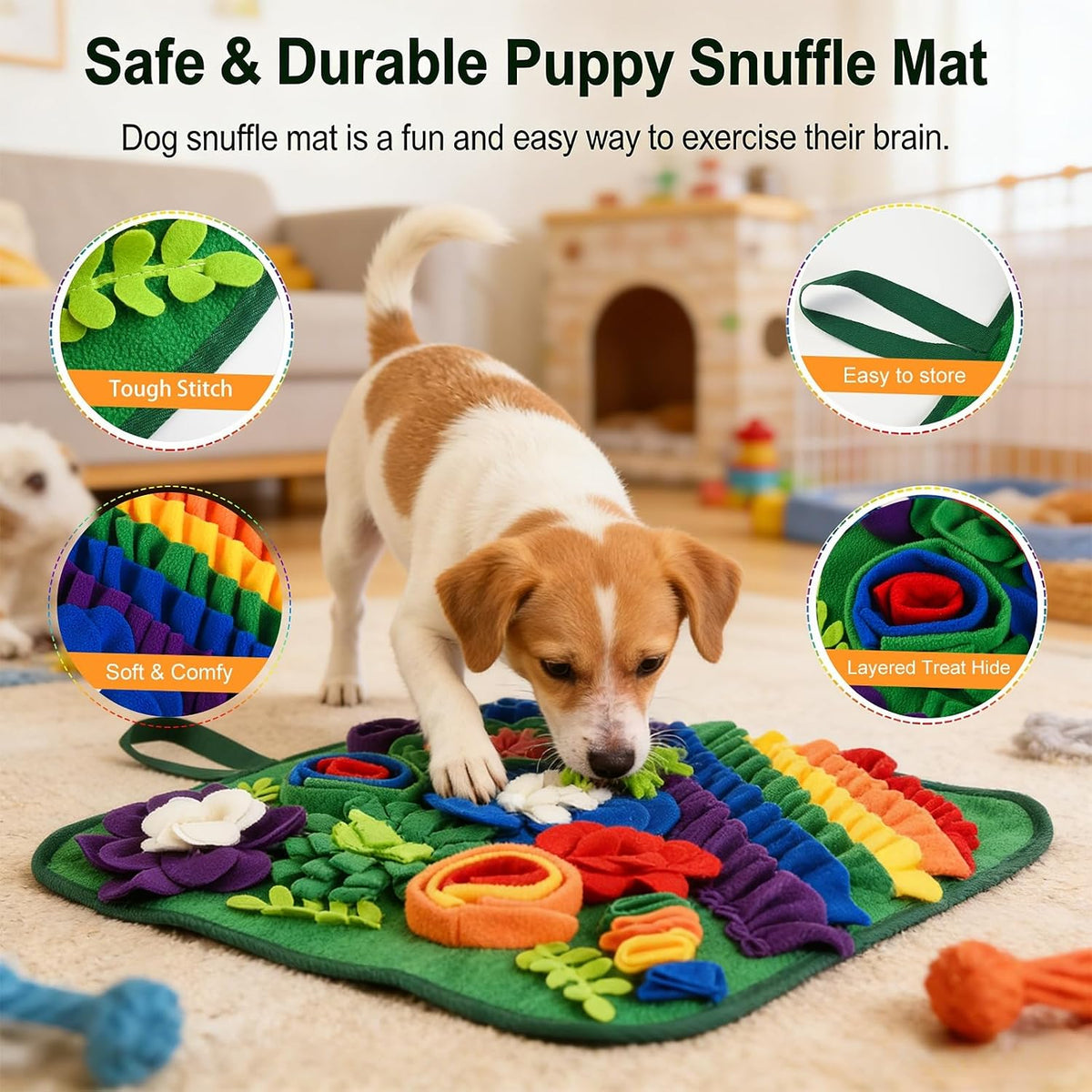 Snuffle Mat for Dogs & Cats 17.7in, Pet Treats Slow Feeding Mat