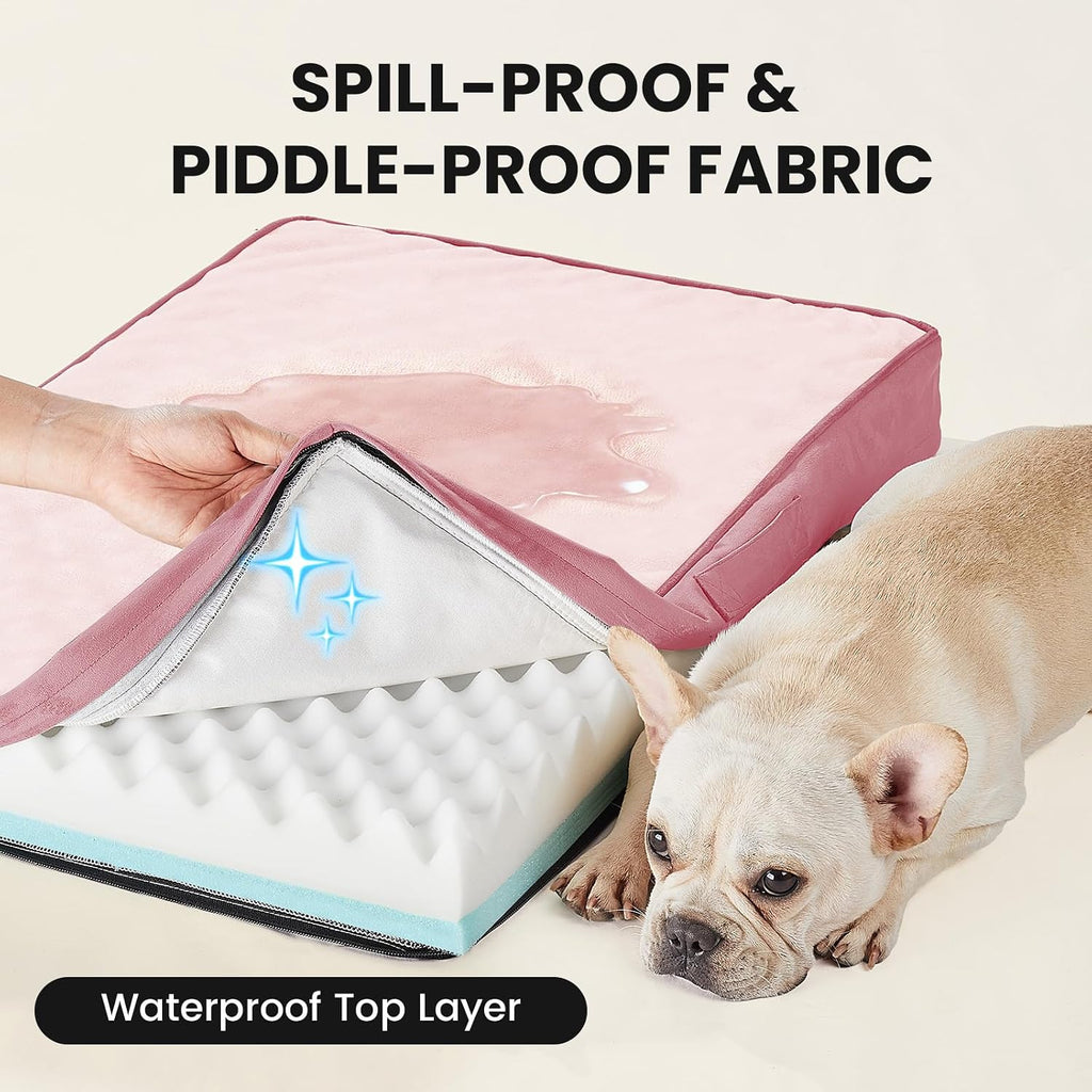 OhGeni Orthopedic Medium Dog Bed, Reversible Memory Foam, 30 inch-M(Pink)