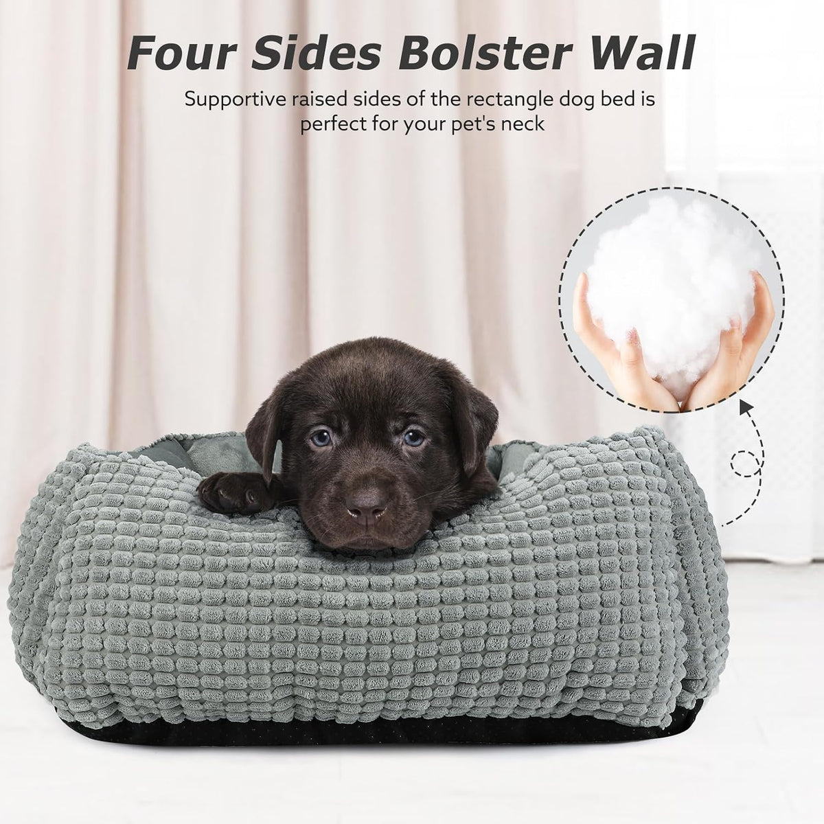 MIXJOY Rectangle Washable Orthopedic Dog Bed for Small, Medium and Large Dogs, Soft Calming, Sleeping Puppy Bed Durable Pet Cuddler with Anti-Slip Bottom, S (20"x19"x6")
