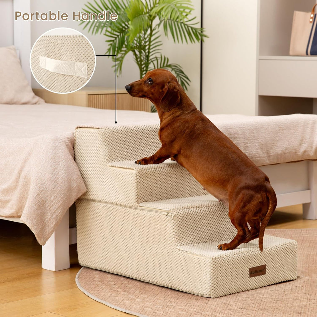 Aodisman Dog Steps for Bed & Couch,18.5" H 4-Step Pet Stairs for Small Dogs