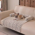 Calming Dog Couch Bed Mats with Neck and Head Support, Fluffy Plush Pet Sofa Cover for Small Medium Dogs and Cats, Non-Slip Bottom, Machine Washable
