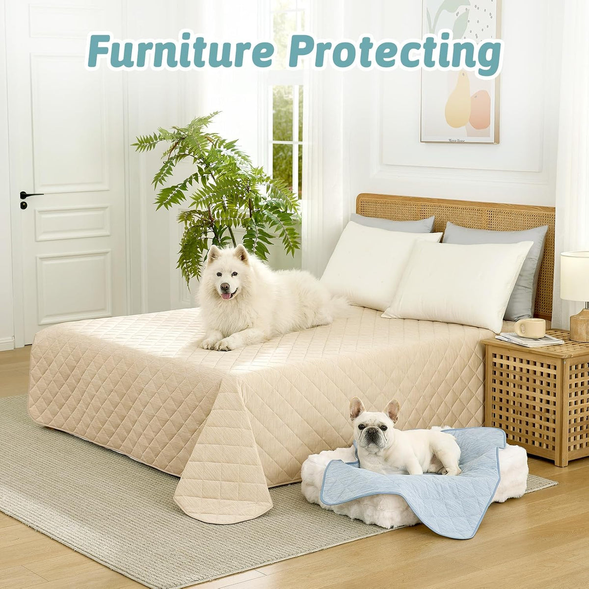 COZY KISS Dog Cooling Mat, Beige, 82"x102"