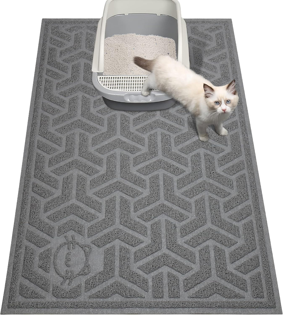 UPSKY Waterproof Cat Litter Mat Large 35" x 24" Soft on Kitty Paws, Gray | Litter Box Mat, Cat Litter Mat Litter Trapping Mat, Waterproof Scatter Control, For Indoor Cats, Easy to Clean