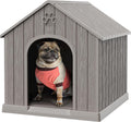 Bifanuo Dog House Outdoor Indoor, Plastic Small Dog House-Weatherproof Design with Air Vents & Elevated Floor for Small to Medium Dogs, Easy Clean and Assemble (Grey, 26" L x 23.6" W x 25.8" H)