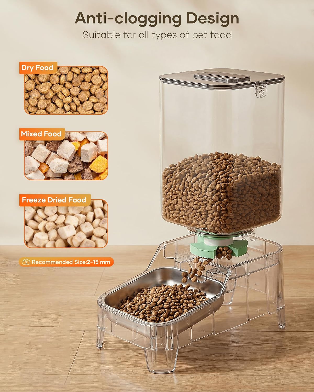Automatic Cat Feeder with Camera - 7L/29 Cups Auto Dog Feeder with Large Food Tray & 1080P Night Vision, Elevated Bowl, 2-Way Audio, 10s Voice Recording, 5G WiFi Timed Cat Food Dispenser, 1-15 Meals