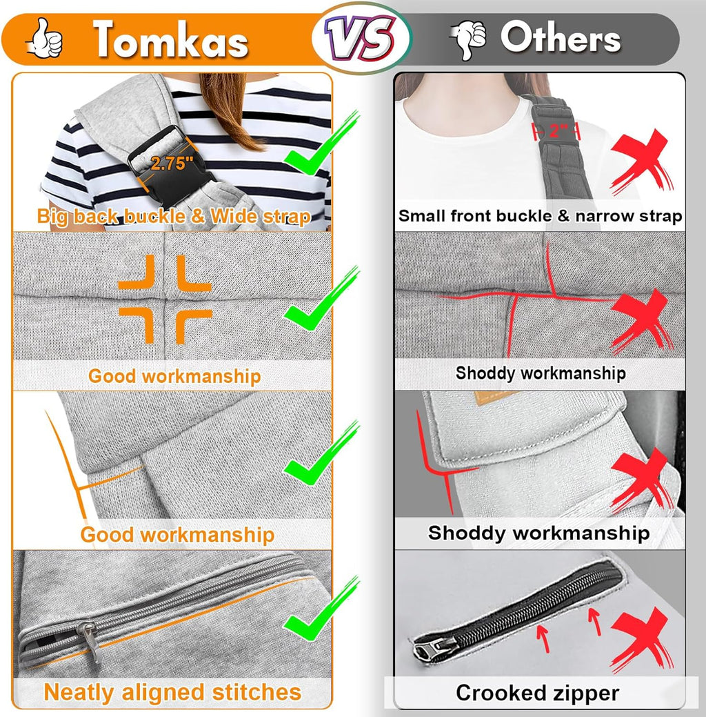 Tomkas Dog Sling Carrier for Small Dogs Puppy Carrier for Small Dogs (Grey, for Pets Weight 2-7 lbs)