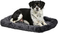 QuietTime by MidWest 24" Dog Crate Bolster Bed, Gray, Small Breeds | Faux Fur Crate Mat, Measures 22.45 x 17.52 x 2.76 Inches, Machine Washable Pet Bed, Fits Most 24-Inch Dog Crates