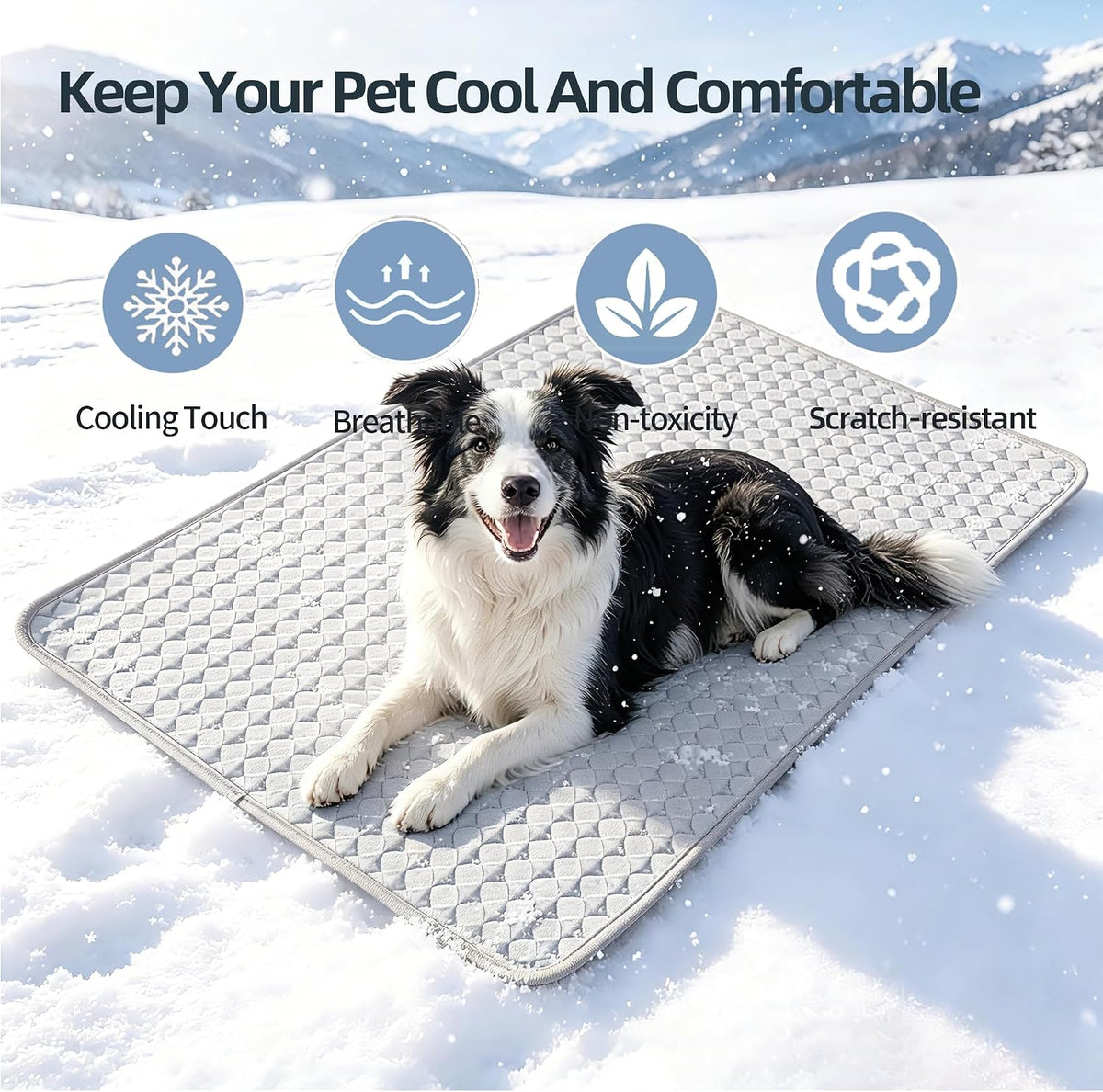 Summer Cooling Mat for Dogs and cats, Non-Slip Ice Silk Self Coo Mat for Medium and Large Pets,Non-Toxic,Scratch-Proof and Washable Sleeping Pad for Bed, Crate,Indoor,Outdoor, Car Seats, 40"x28"Grey