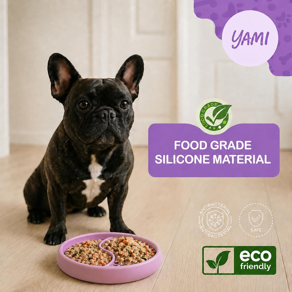 YAMI Dog Lick Bowl, Lick Mat for Dogs, Wet Food Cat Slow Feeder, Freeze Bowl, Enrichment & Puzzle Toy for Anxiety Relief, Food-Grade Silicone, Suction Cups, Dishwasher Fit, for All Breed (Light Pink)