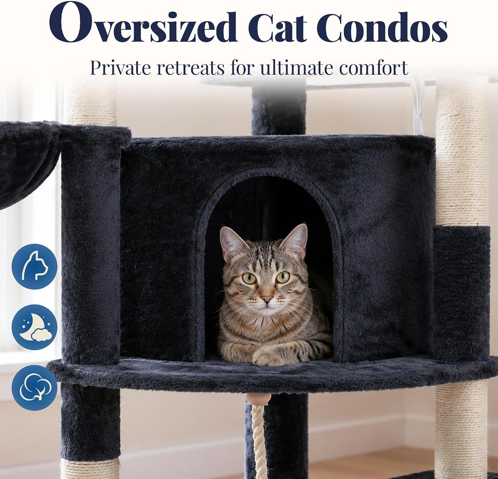 Hey-brother Cat Tree Tower for Indoor Corner with Spacious Condo, MPJ062G