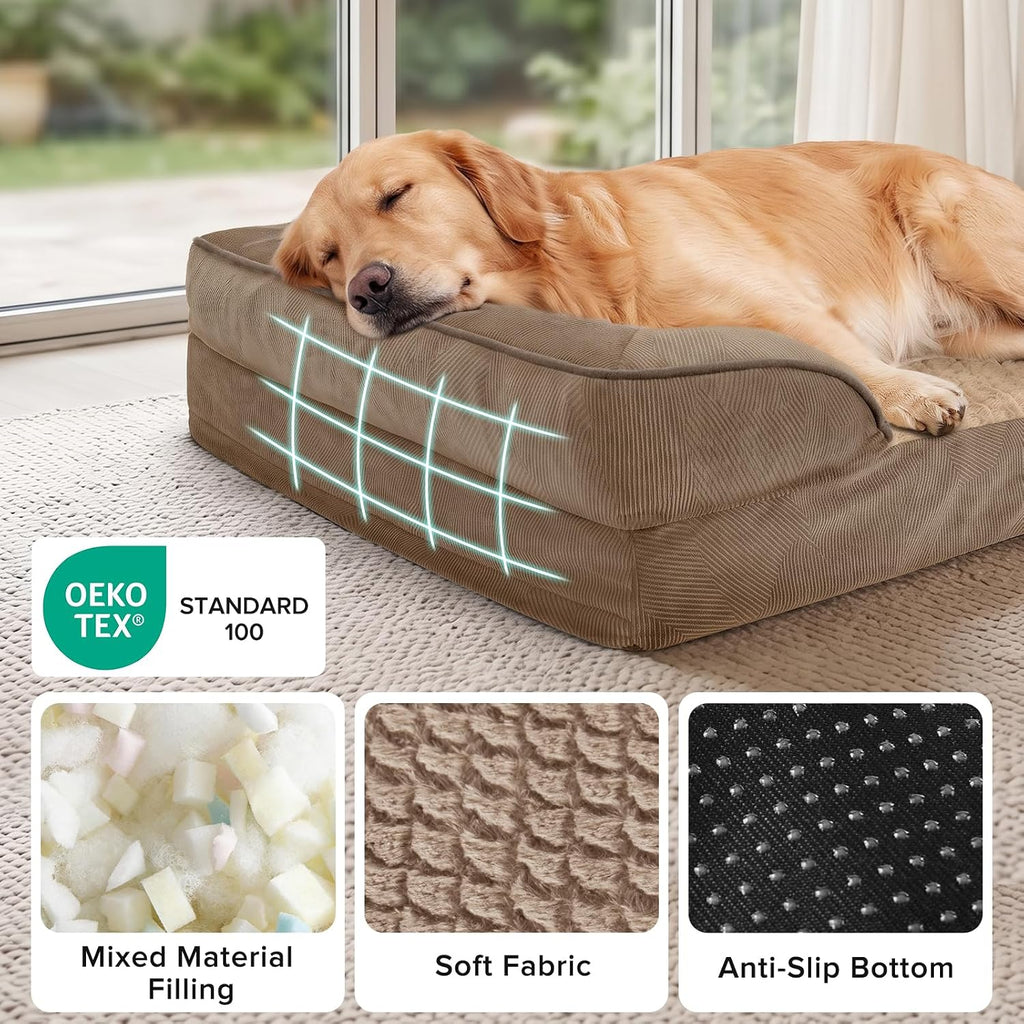 INVENHO Orthopedic Extra Large Dog Bed, XXL Waterproof Dog Sofa, Egg-Crate Foam Couch with Washable Removable Cover, Waterproof Lining and Nonskid Bottom
