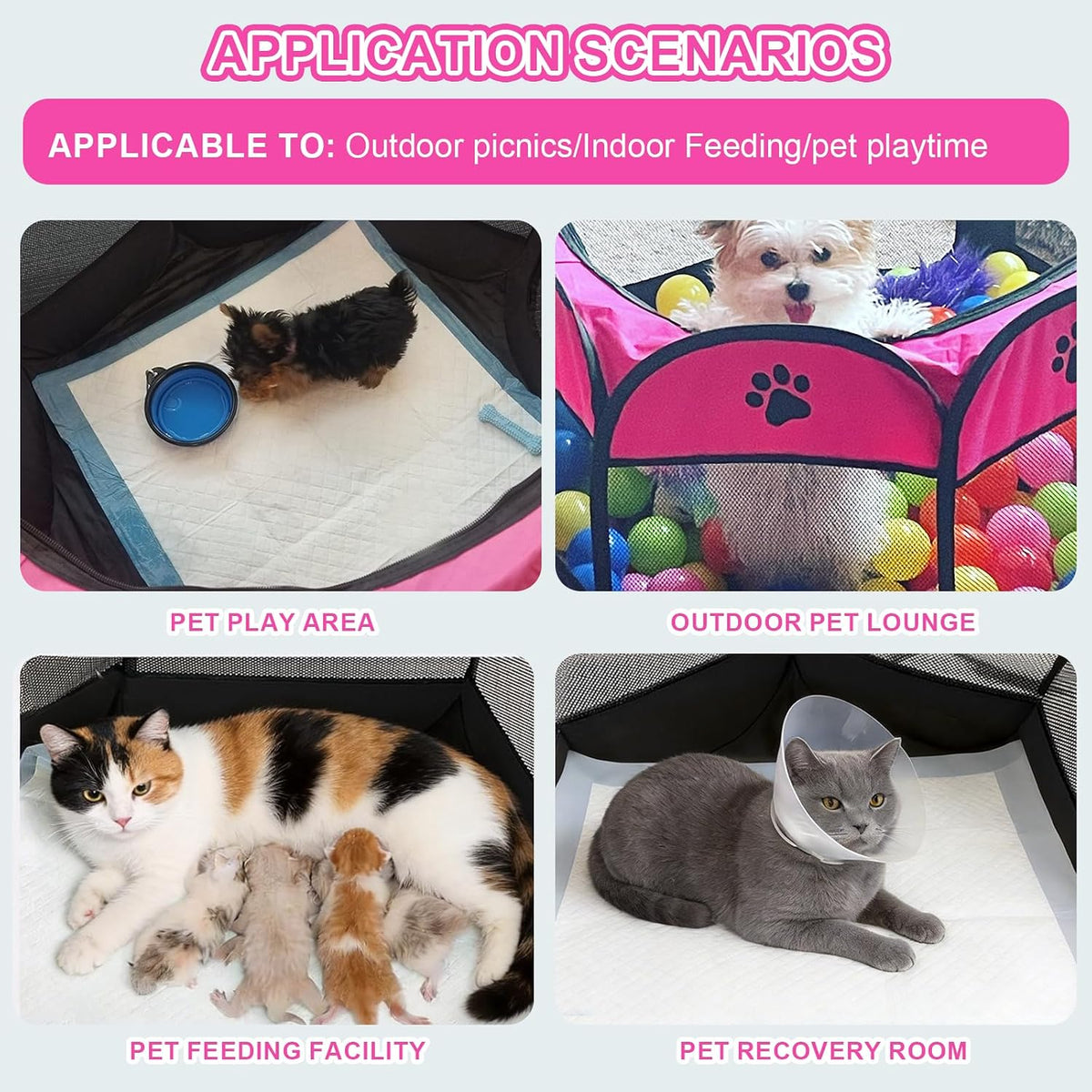 Dog Cat Playpen, Puppy Pet Crate Tent Cage, Home Enclosure Kennel