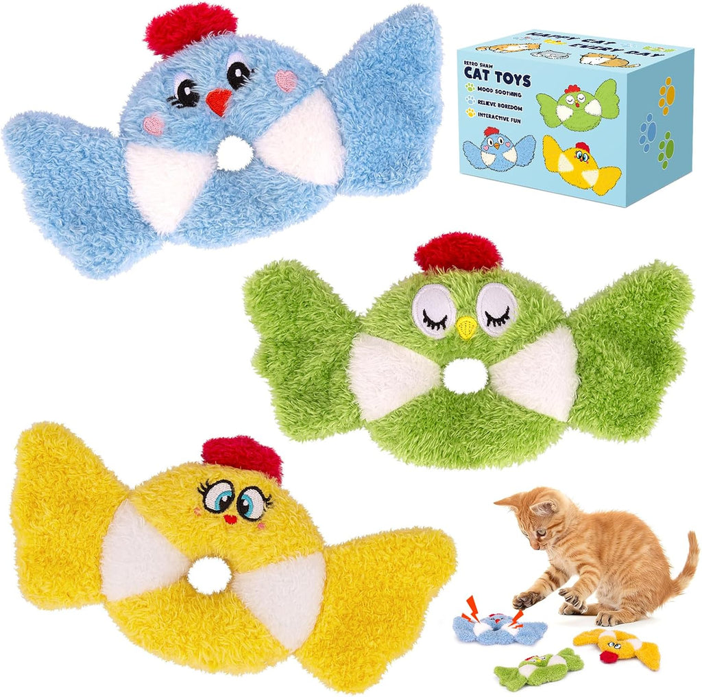 ETEKYER Catnip Toys Bird, Cat Toys for Indoor Cats, 3 Pack, 8.66 Inches | Crinkle Sound, Interactive Fun, Soft and Durable, Safe Kitten Chew Kitty Kicker Teeth Cleaning
