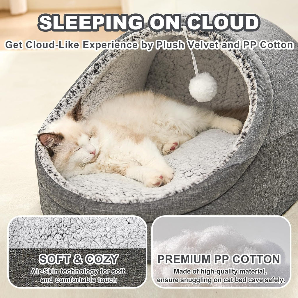 Cute Cat Beds for Indoor Cats, Cat Cave Bed for Kittens,Large Cat Cave