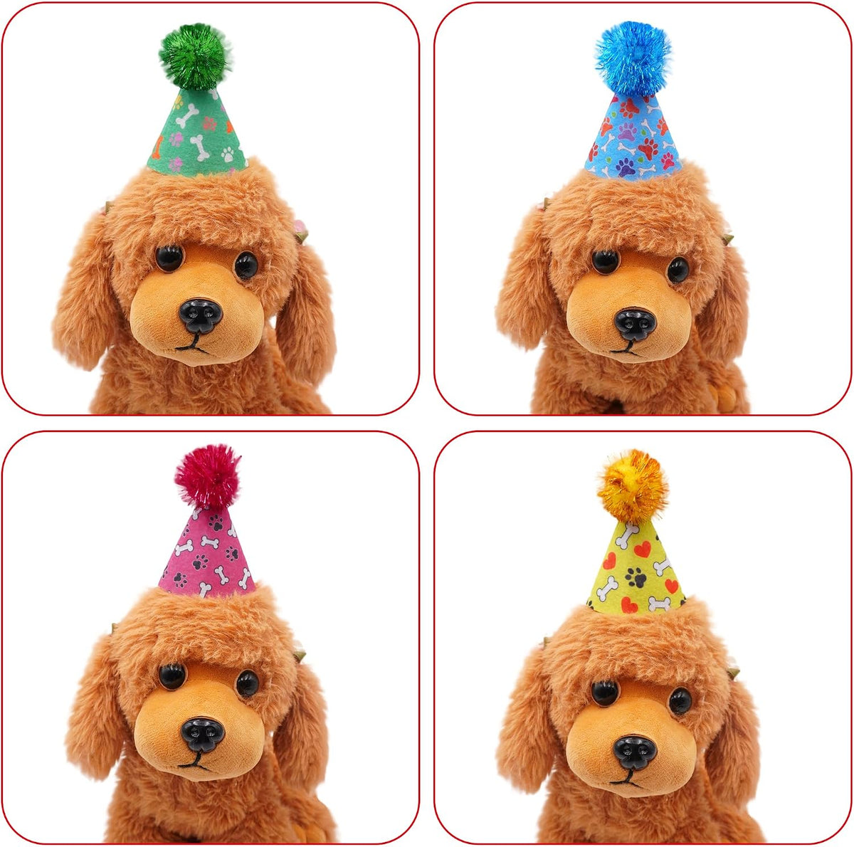 6PCS Mini Party Hats Felt for Small Dog Doggy Puppy Cat Paw Bone