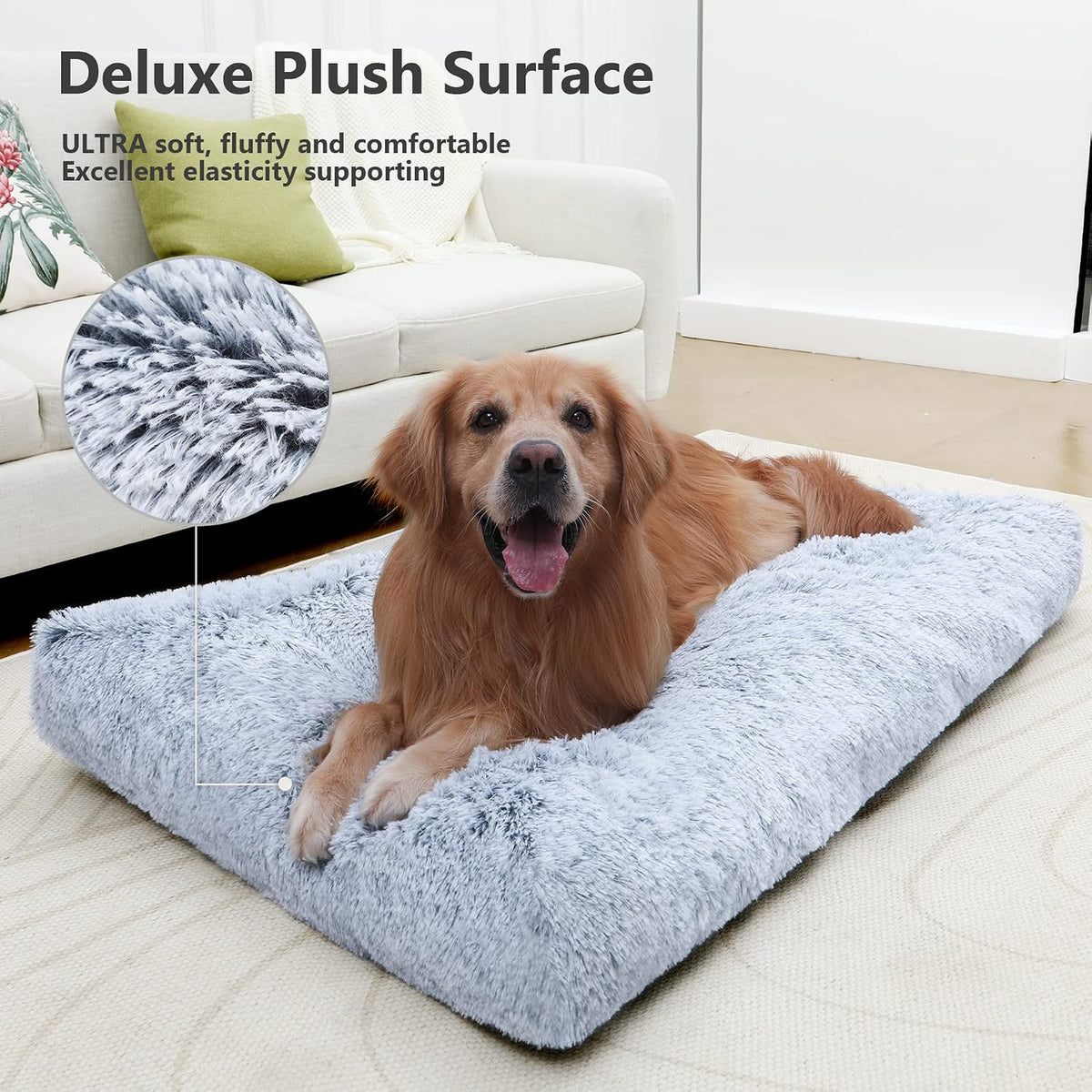 XXL Dog Bed Washable, Waterproof Large Crate Pad 48", Jumbo Plush Pet Mats