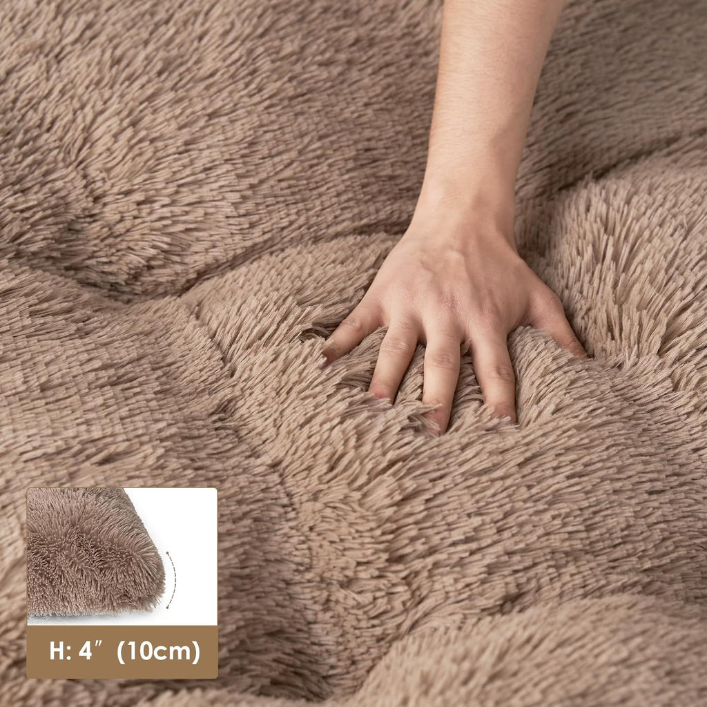 EHEYCIGA Fluffy Dog Crate Bed, Plush XX Large Dog Pillow, Camel