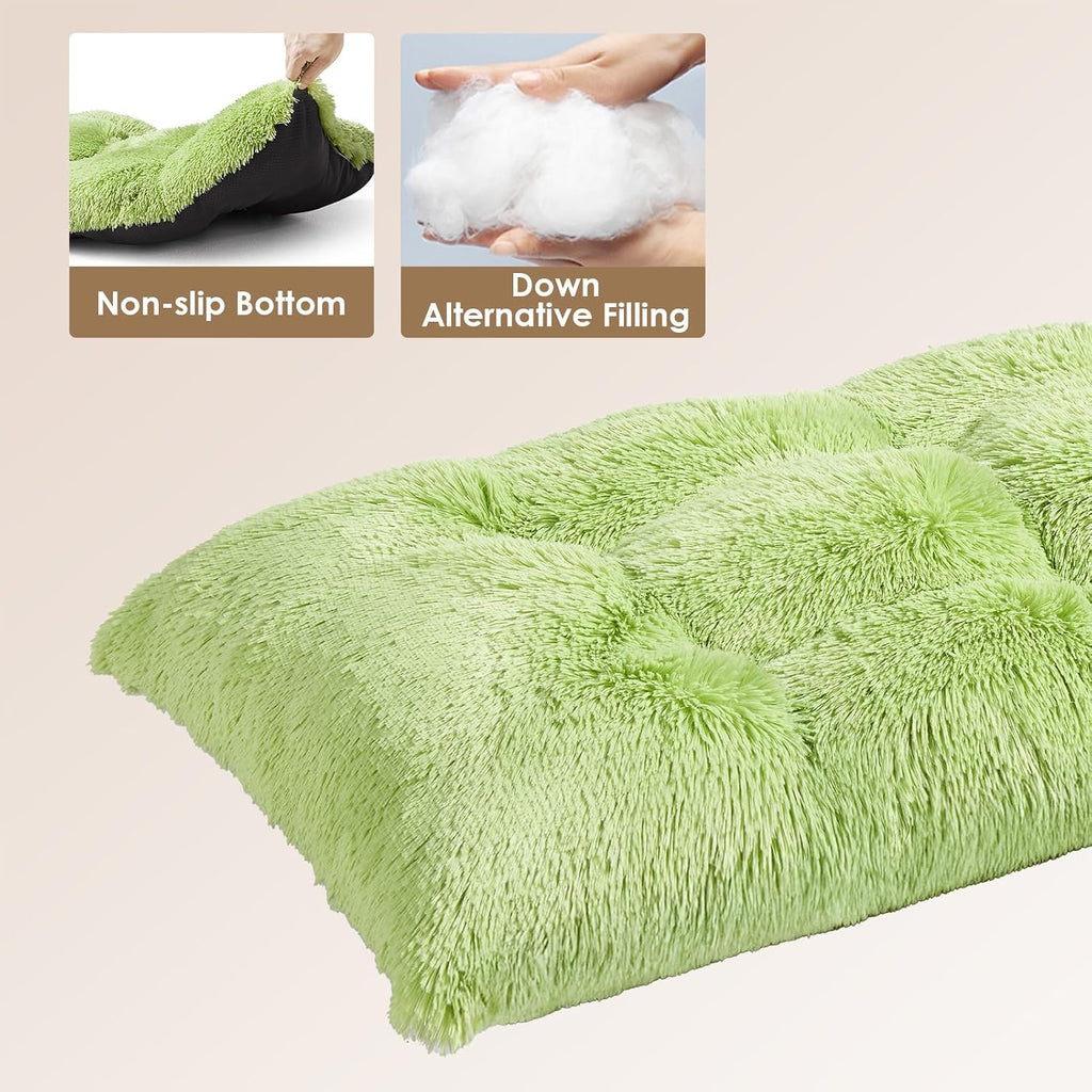 EHEYCIGA Fluffy Dog Crate Bed for Small Dogs, Plush Crate Pad, Green