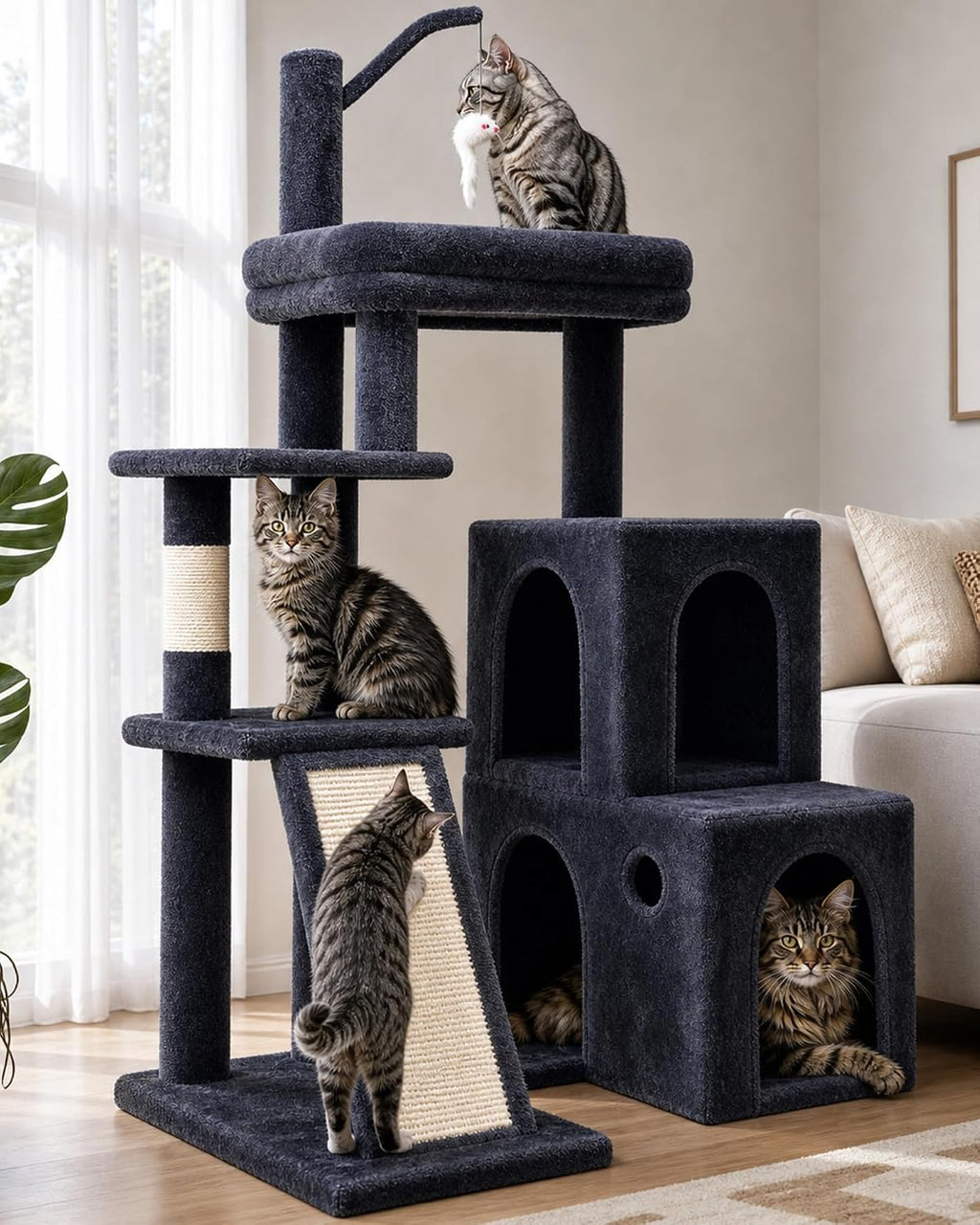 Globlazer Maine Coon Cat Tower for Indoor Adult Cats, F50, Dark Grey