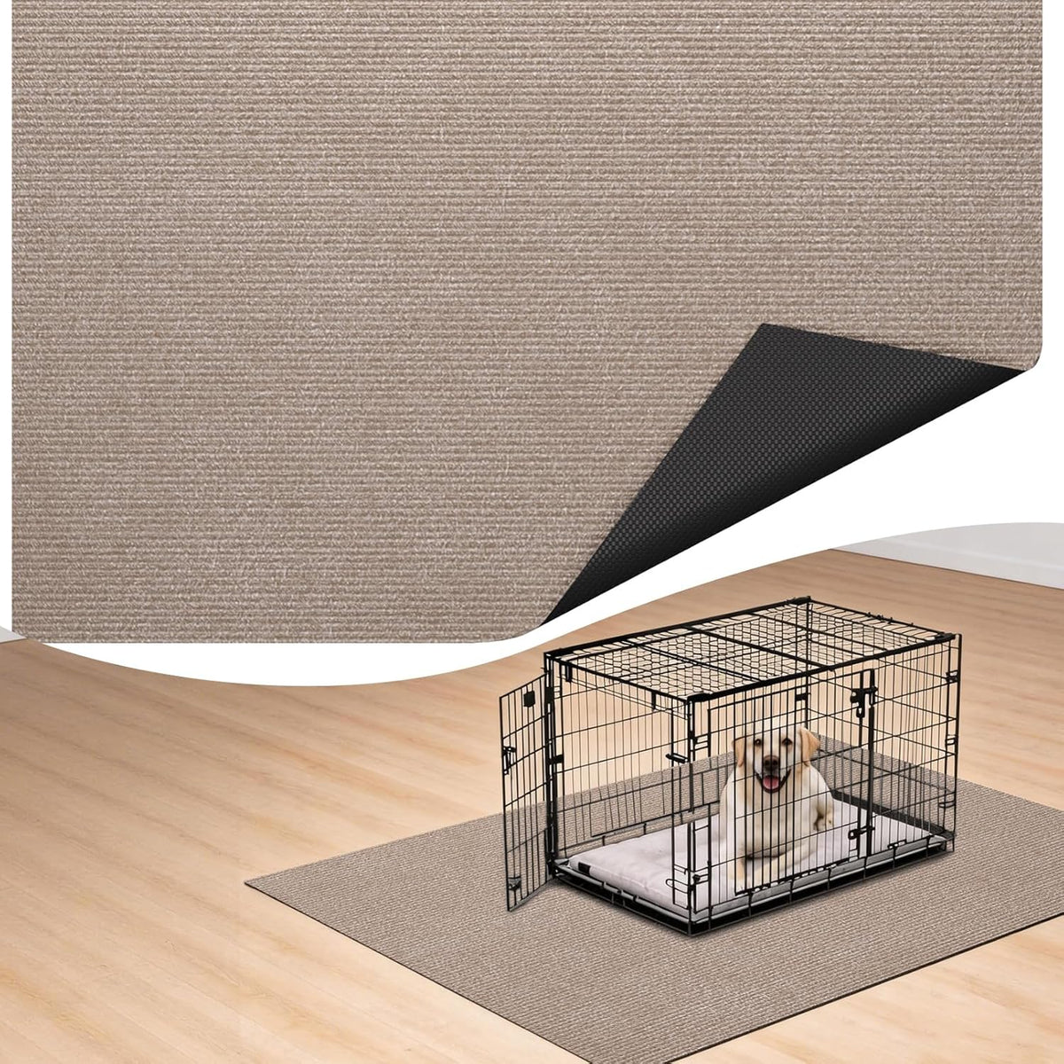 Large Dog Playpen Mat, 32 in x 50 in Dog Crate Mat Brown