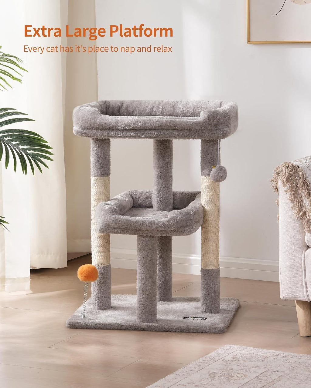 FourFurPets Small Cat Tree, Cat Tower for Indoor Cats, Anti-tip Kit,Kittens