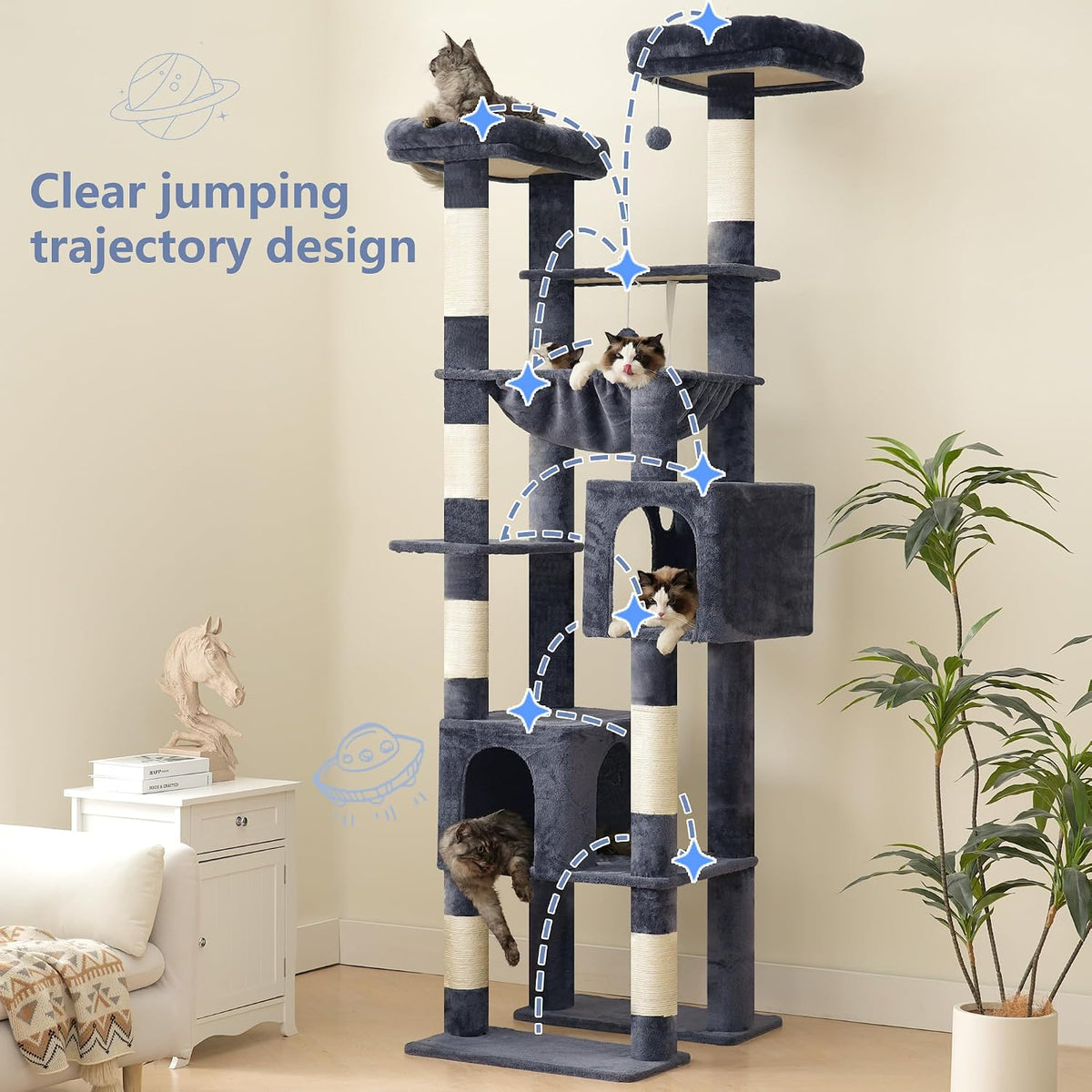Hey-brother Cat Tree Tower with Multi-Level Duty Scratching Posts, 0MPJ039G