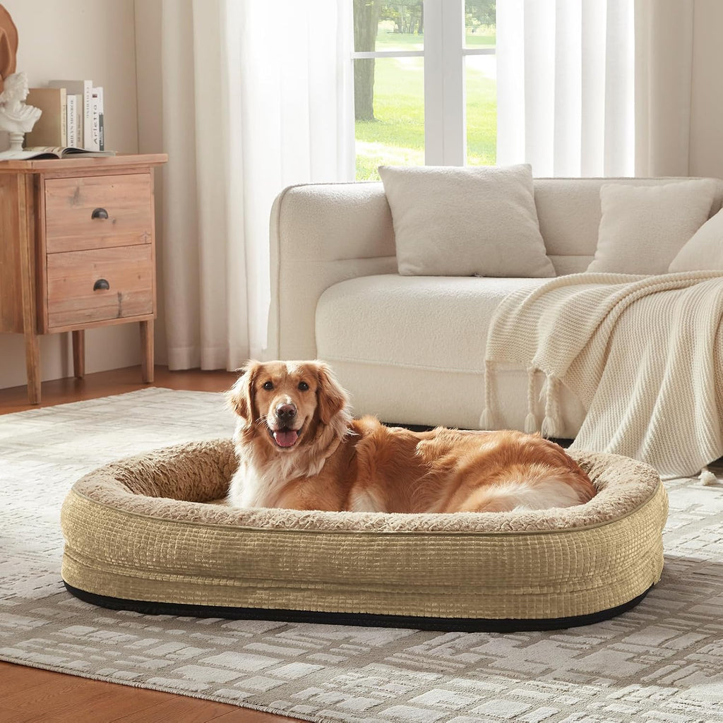 JOEJOY XL Orthopedic Dog Bed for Large Dogs, 360° Oval Bolster, 45"