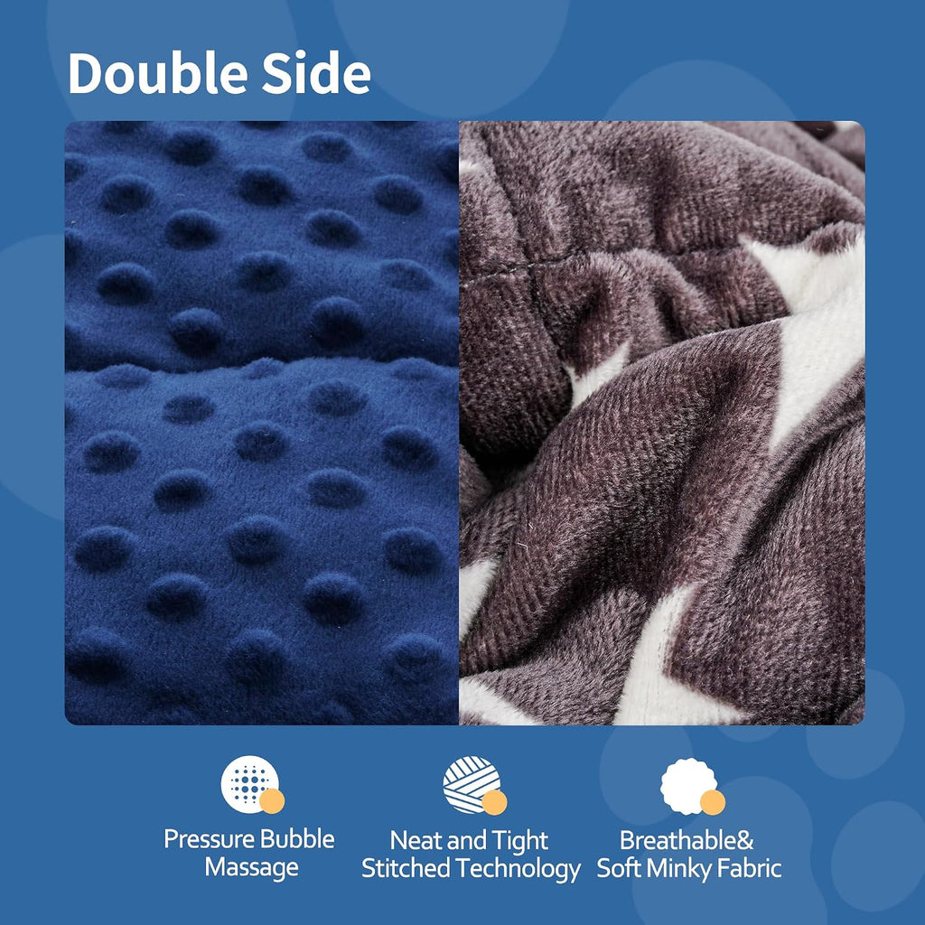 LaSyL Weighted Blanket for Pets | Thunder Blanket for Dogs Anxiety | Premium Soft Minky | Relaxation & Calming & Anti Anxiety | Used in Car, Bed, Couch | Blue Grey Star, Washable Large (40"x47")