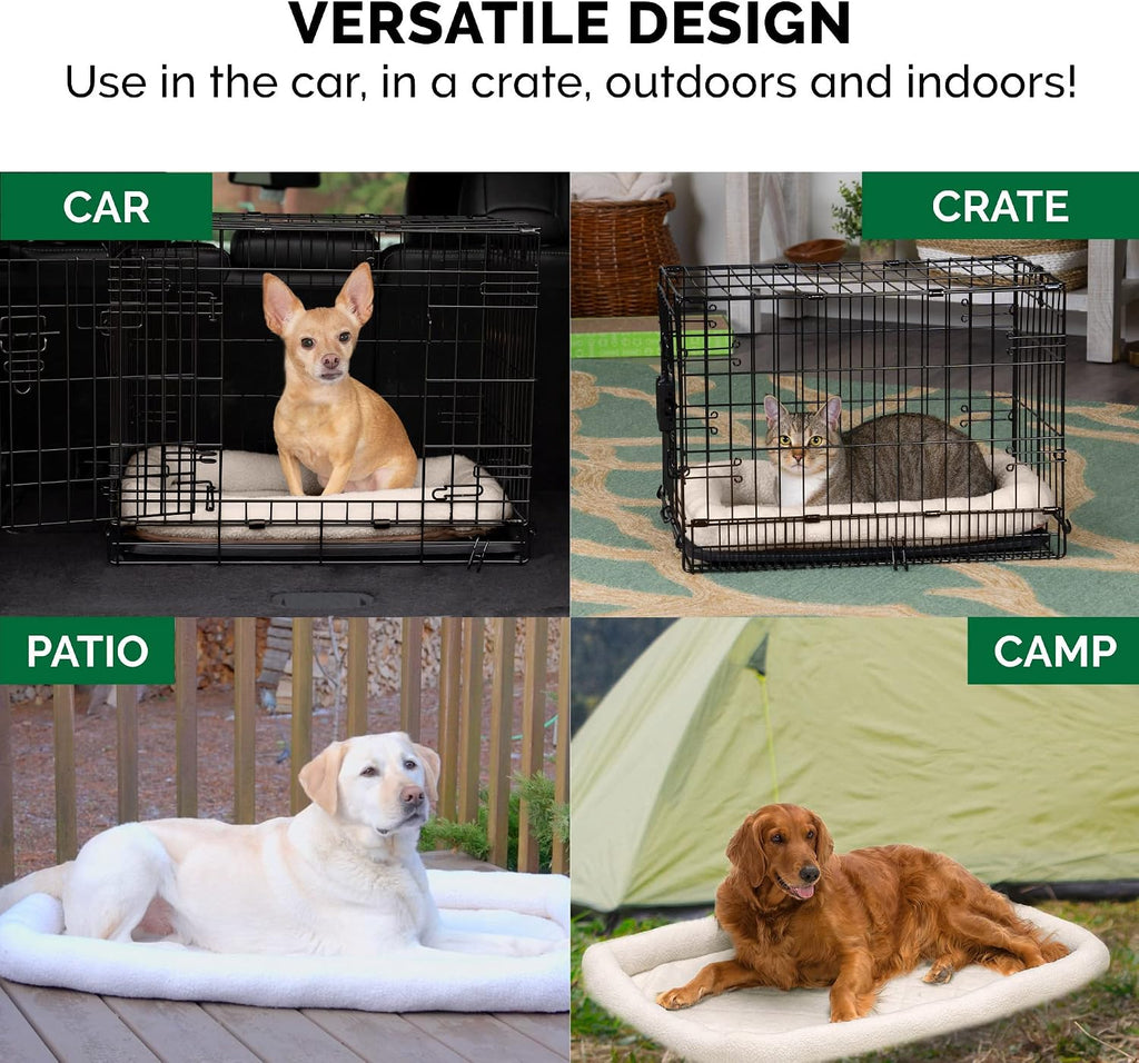Furhaven Dog Bed for Large Dogs, 100% Washable, Sized to Fit Crates - Sherpa Fleece Bolster Crate Pad - Cream, Extra Large/XL