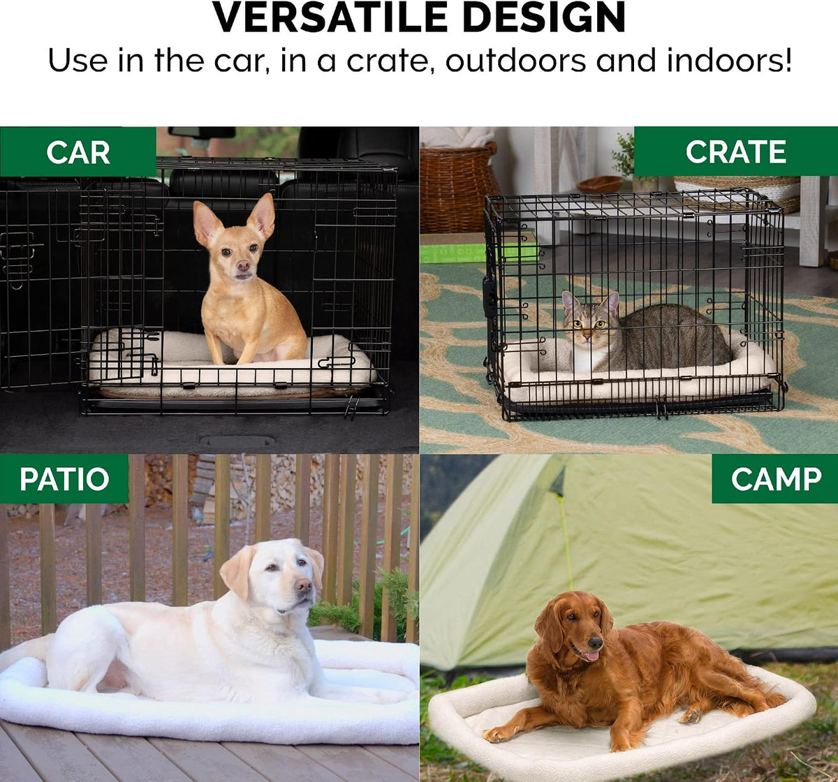 Furhaven Dog Bed for Large Dogs, 100% Washable, Sized to Fit Crates - Sherpa Fleece Bolster Crate Pad - Cream, Extra Large/XL