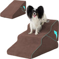 Ahpmeoa Dog Stairs for Small Dogs 16’’ H, 3-Step Dog Steps for Bed, Brown