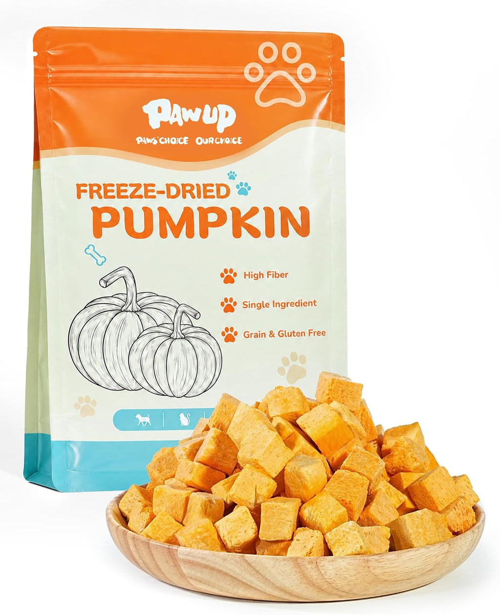 PAWUP Freeze Dried Pumpkin Treats for Dogs & Cats, Single Ingredient