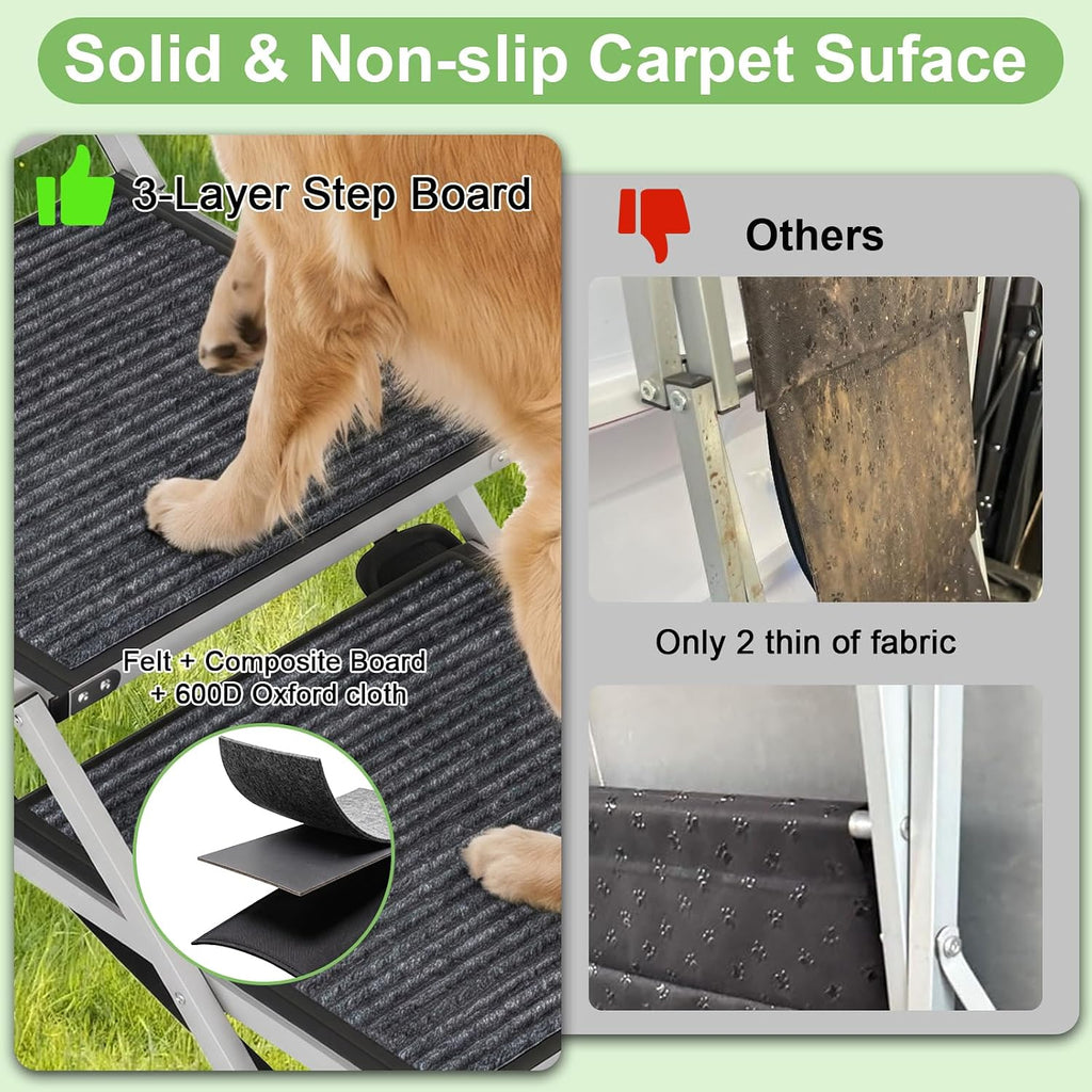 Dog Stairs for Car, Foldable Dog Ramp for Large Dogs, Pet Steps