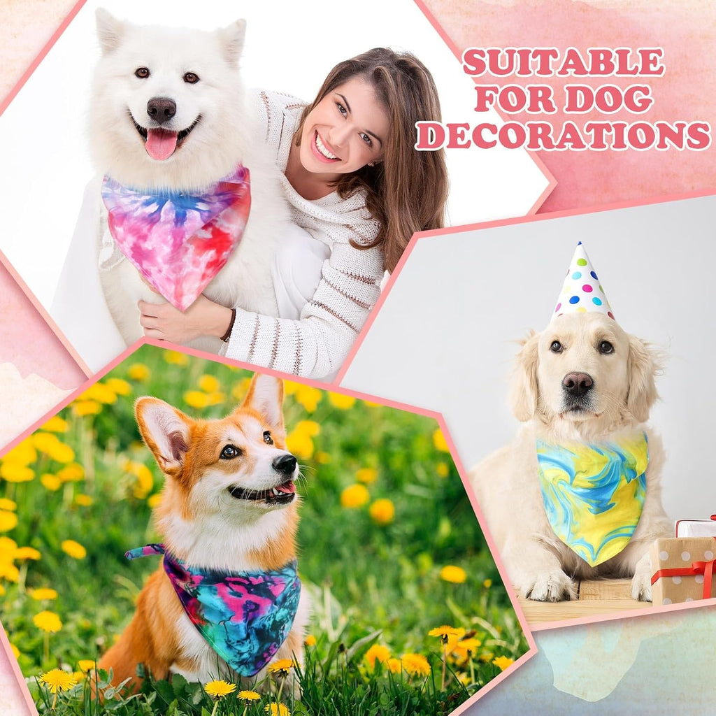 Huhumy 150 Pcs Tie Dye Dog Bandanas Bulk Pet Tie Dye Bandanas for Dogs