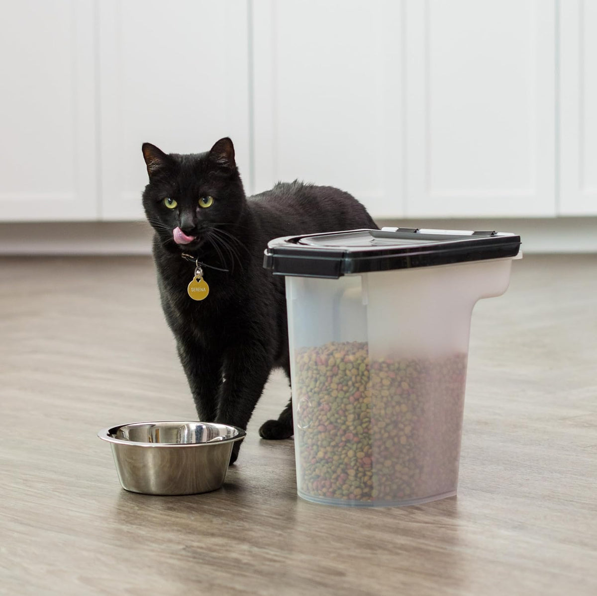 IRIS USA Dog Food Storage Container, Up to 6.5 lbs, Black, Made in USA | Airtight Seal, BPA-Free, Best for Bird Seed, Cat food, Cat Litter, Chicken Feed 