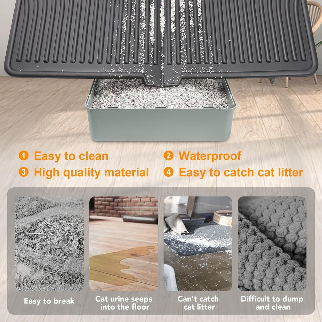 UPSKY Large Cat Litter Mat 31" x 24 Waterproof and Washable, Soft on Paws