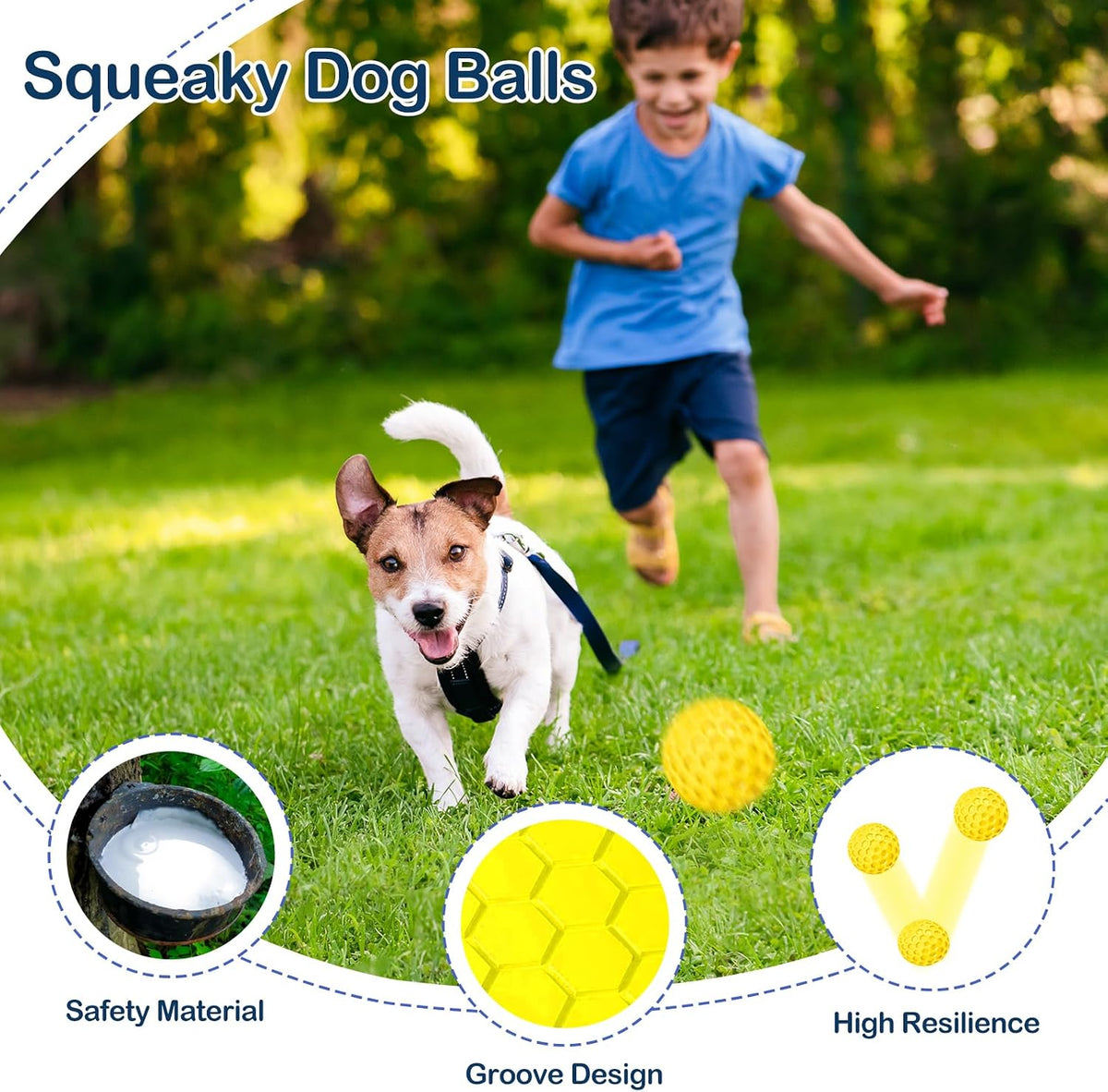Indestructible Squeaky Dog Ball for Aggressive Chewers, Rubber Interactive Dog Toy for Teething, Relieving Anxiety. Chew Toy for Large, Medium Breeds, Outdoor & Indoor Ball.