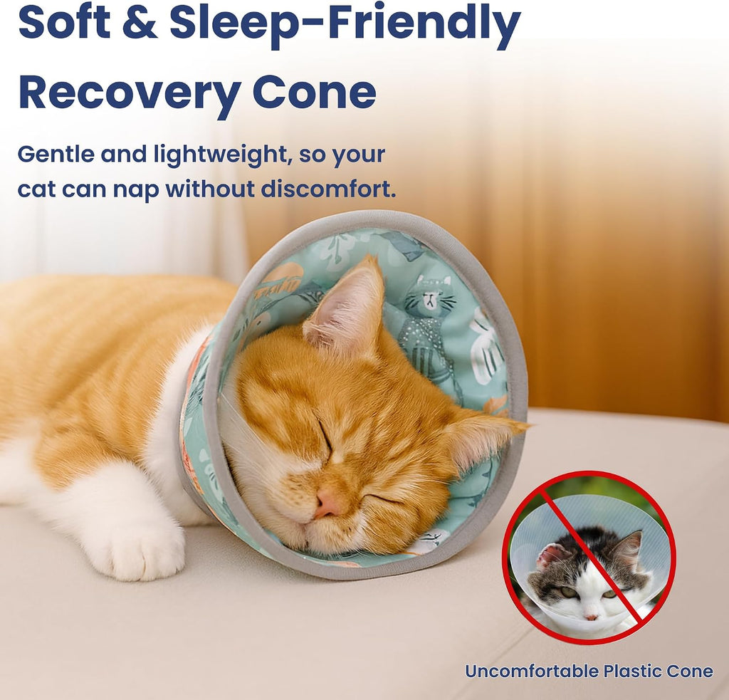 PawsPik Adjustable Soft Recovery Cone for Dogs & Cats, Medium, Light Blue