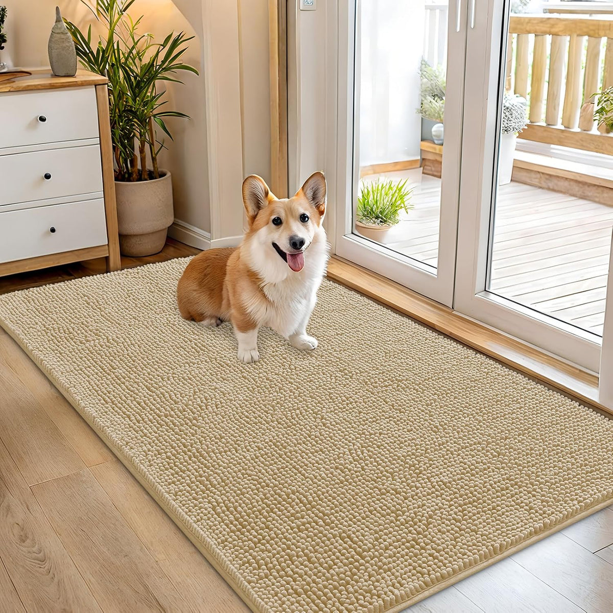 OLANLY Dog Door Mat for Muddy Paws 54x32, Super Absorbent Chenille Mud Mat