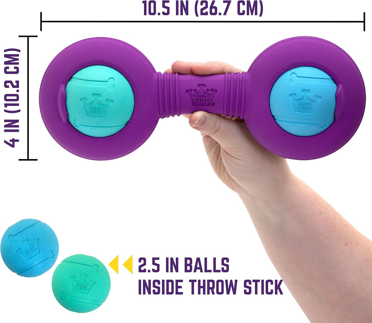 Chew King Premium Throw Stick Dog Toy - Durable Natural Rubber Collection, Fetch and Tug Dog Toy, Pet Treat Toys for Boredom