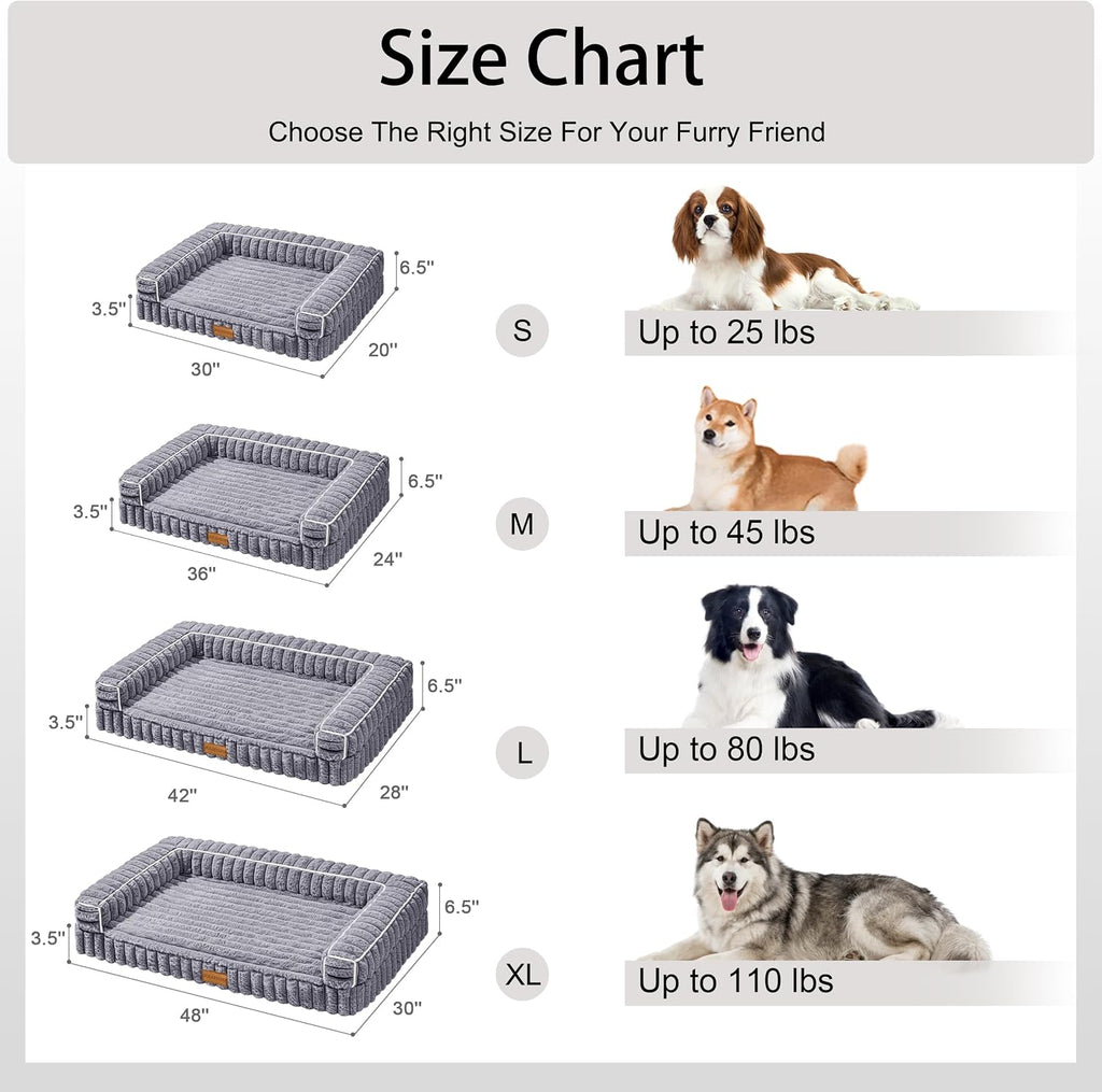 Orthopedic Large Dog Bed Furry Pet Bed, Washable Cover 48''X30''