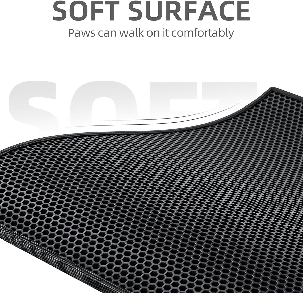 ESTHELLO Cat Litter Mat Honeycomb Double Layer Design 30’’ x 24’’ Black