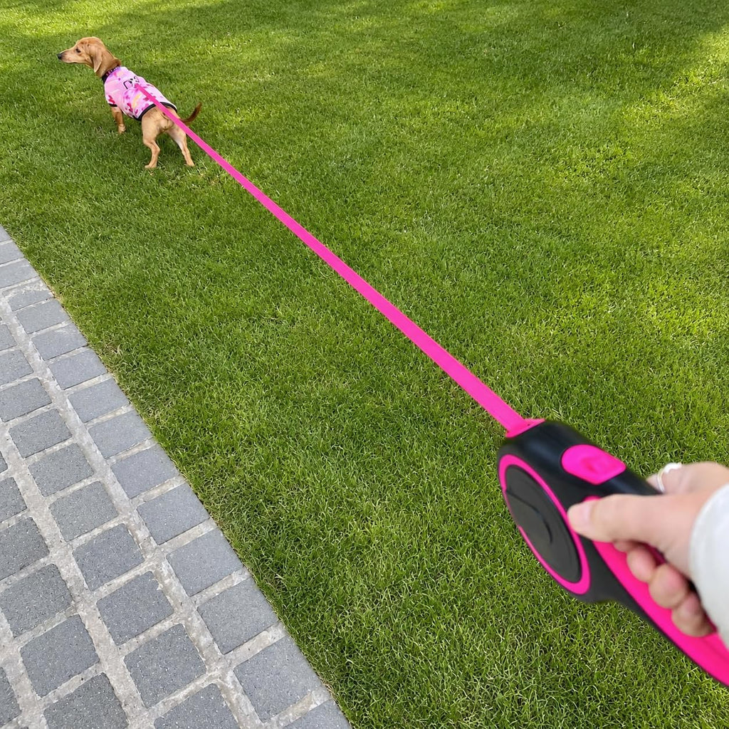 Retractable Dog Leash, 44 LBS /16FT Long, Small & Medium Dogs, Pink