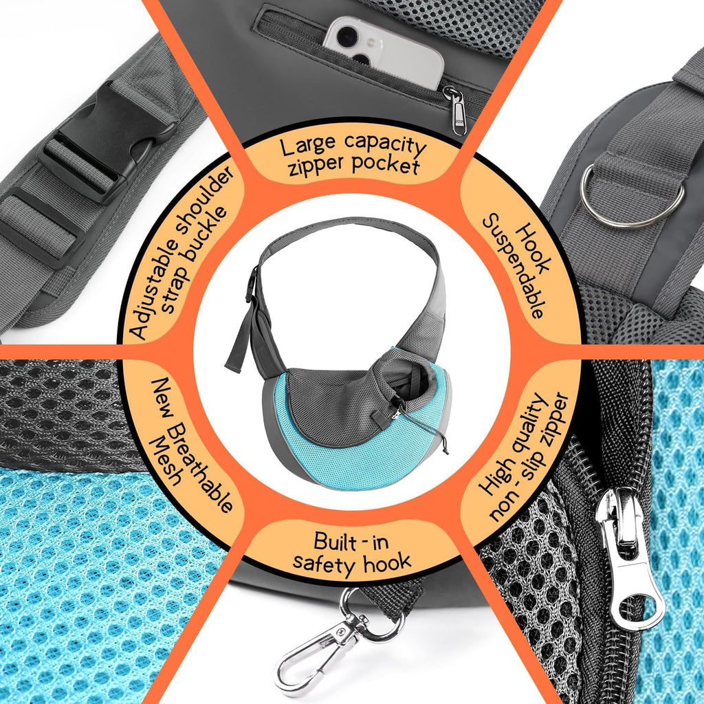 YUDODO Pet Sling Carrier for 2-5 lbs Small Dogs Cat Puppy Crossbody Carrier